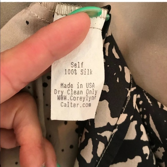 Corey Lynn Calter Silk Lace Print Blouse Tie Back - Picture 7 of 8